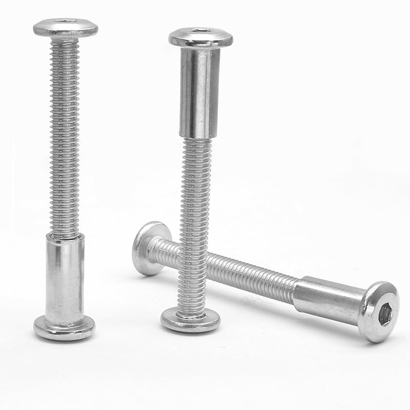 Jersvimc 10 Pair(20 Piece) M6x50mm Hex Drive Socket Cap Bolt with Allen Wrench, Silver Furniture Connector Bolts M6 Countersunk Screw Barrel Nuts Binding Screws for Crib Replacement Belt Cabinet - Image 4